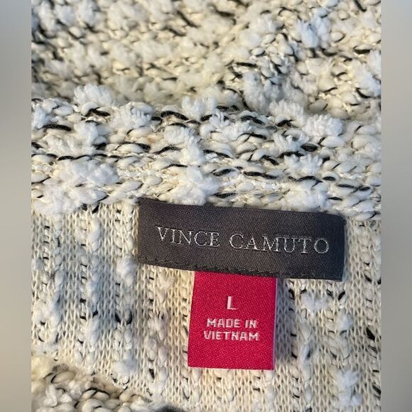 Vince Camuto Ruched Sleeve Boucle Fringe Pullover Pearl Ivory Size L - Picture 6 of 7